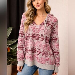American Eagle Hooded Sweater | Boho Aztec Print | Medium